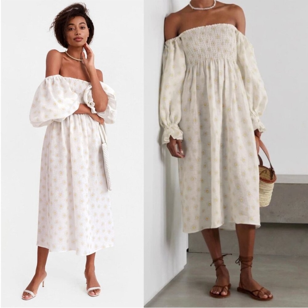 Sleeper “Atlanta” Daisy Print Linen Dress